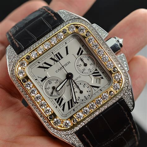 santos cartier diamond watch|cartier santos 100 diamond price.